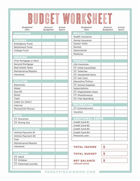 personal budget quiz printable.